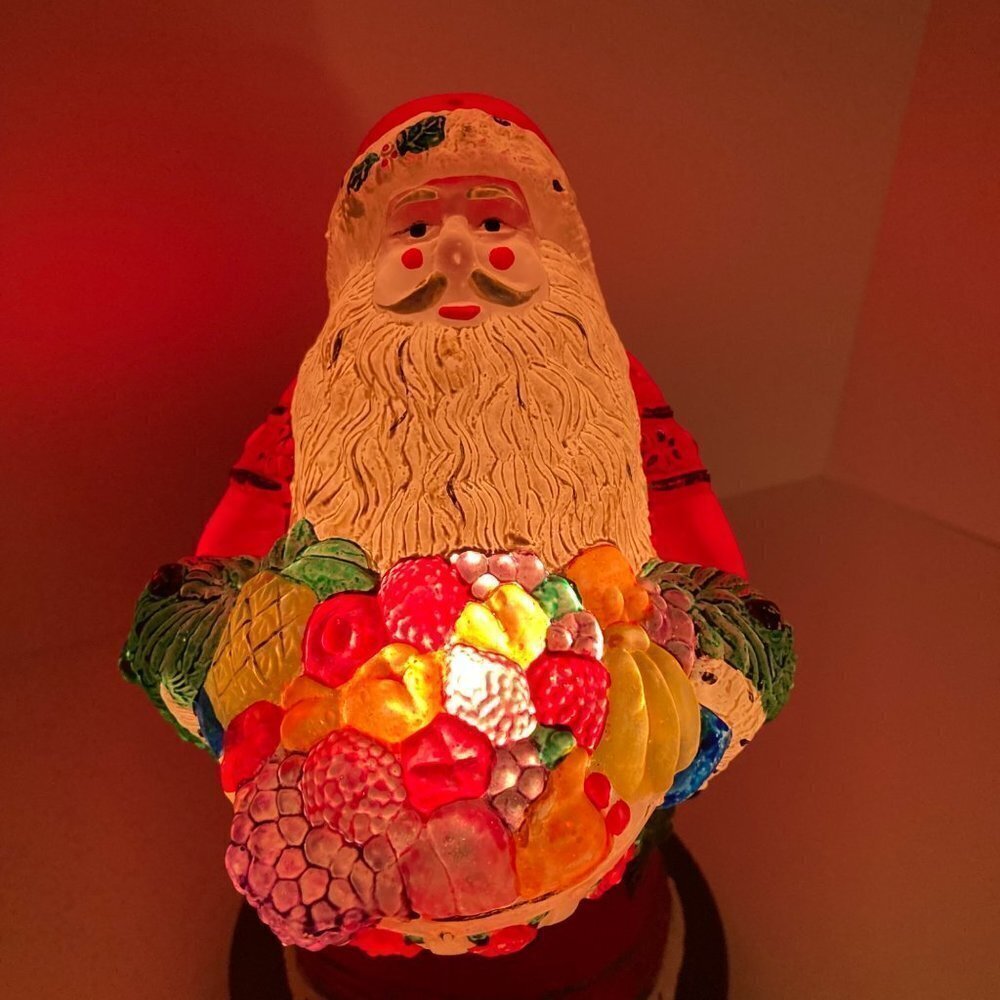 Vintage Merck 1997 Old World Christmas Handpainted Glass Bountiful Santa Light 6